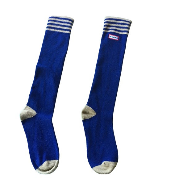 Hunter Knee High Striped Socks Navy Blue and Tan - Picture 3 of 4